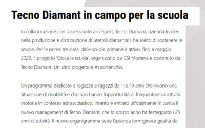 Tecno Diamant in campo per la scuola