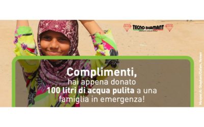 Tecno Diamant dona 100 litri di acqua pulita a una famiglia in emergenza insieme a Oxfam